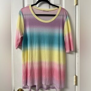 BomBom XL ombré/pastel rainbow top NWOT